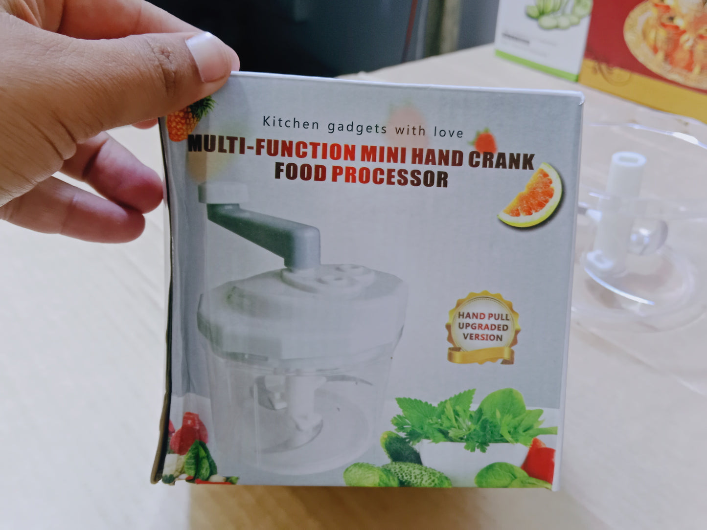 Multi functional mini hand crank food processor