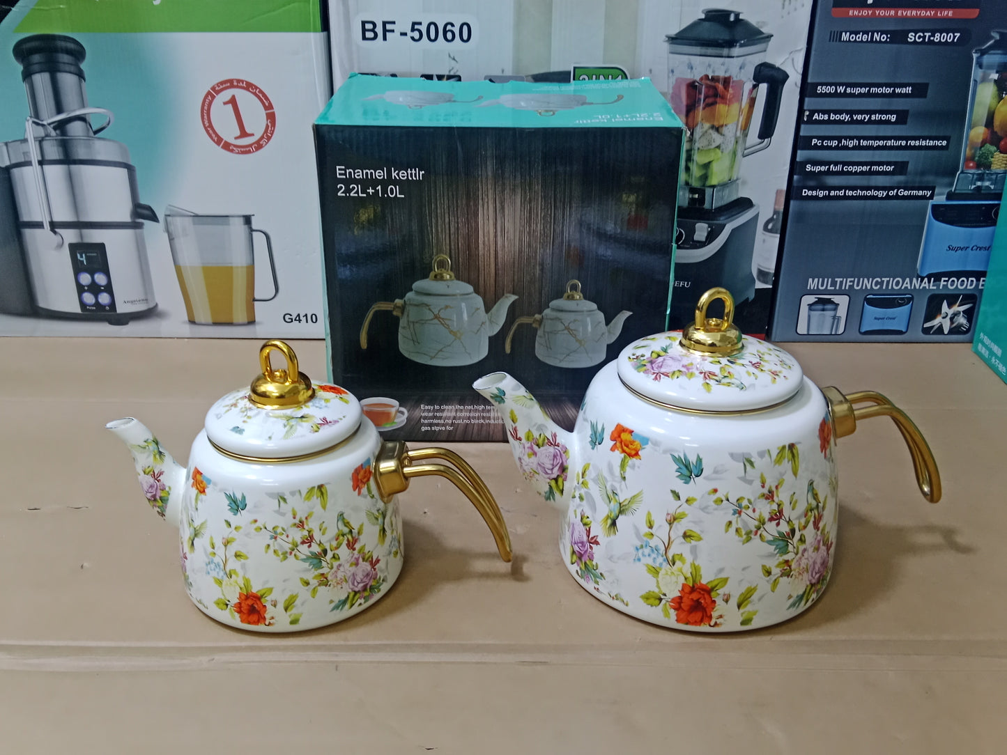 Stylish Enamel Teapot/Kettle 2 pieces
