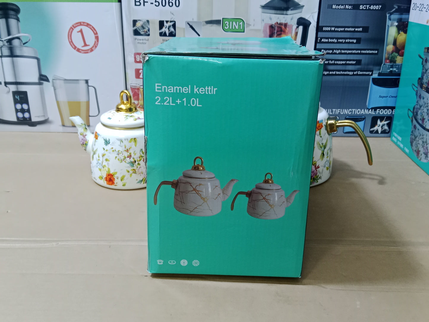 Stylish Enamel Teapot/Kettle 2 pieces