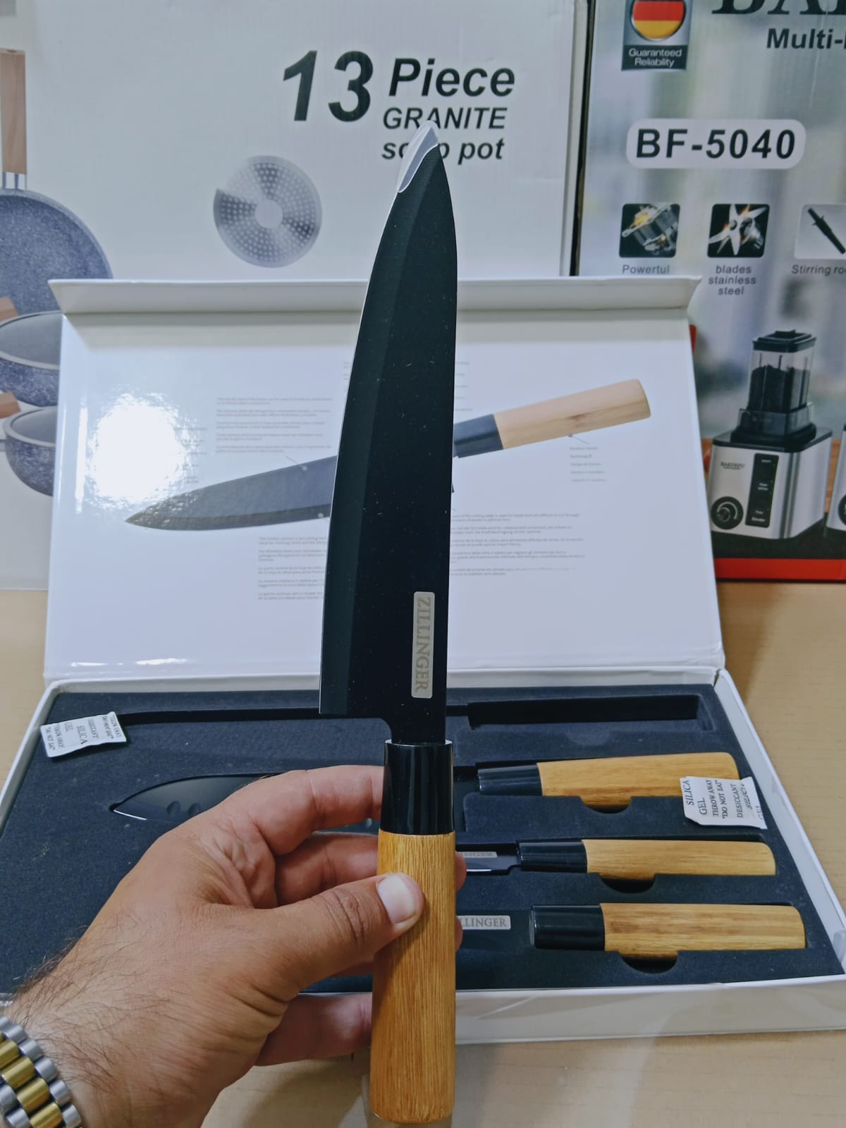 Bamboo Handles kitchen Knife Set 4