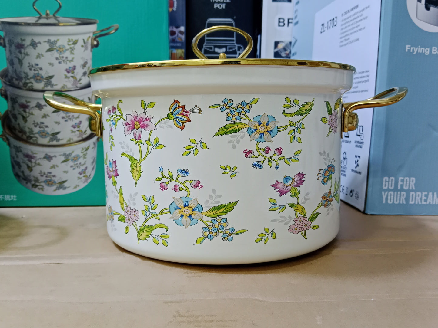 Enamel coating cookware set 3 sizes 20cm/22cm/24cm