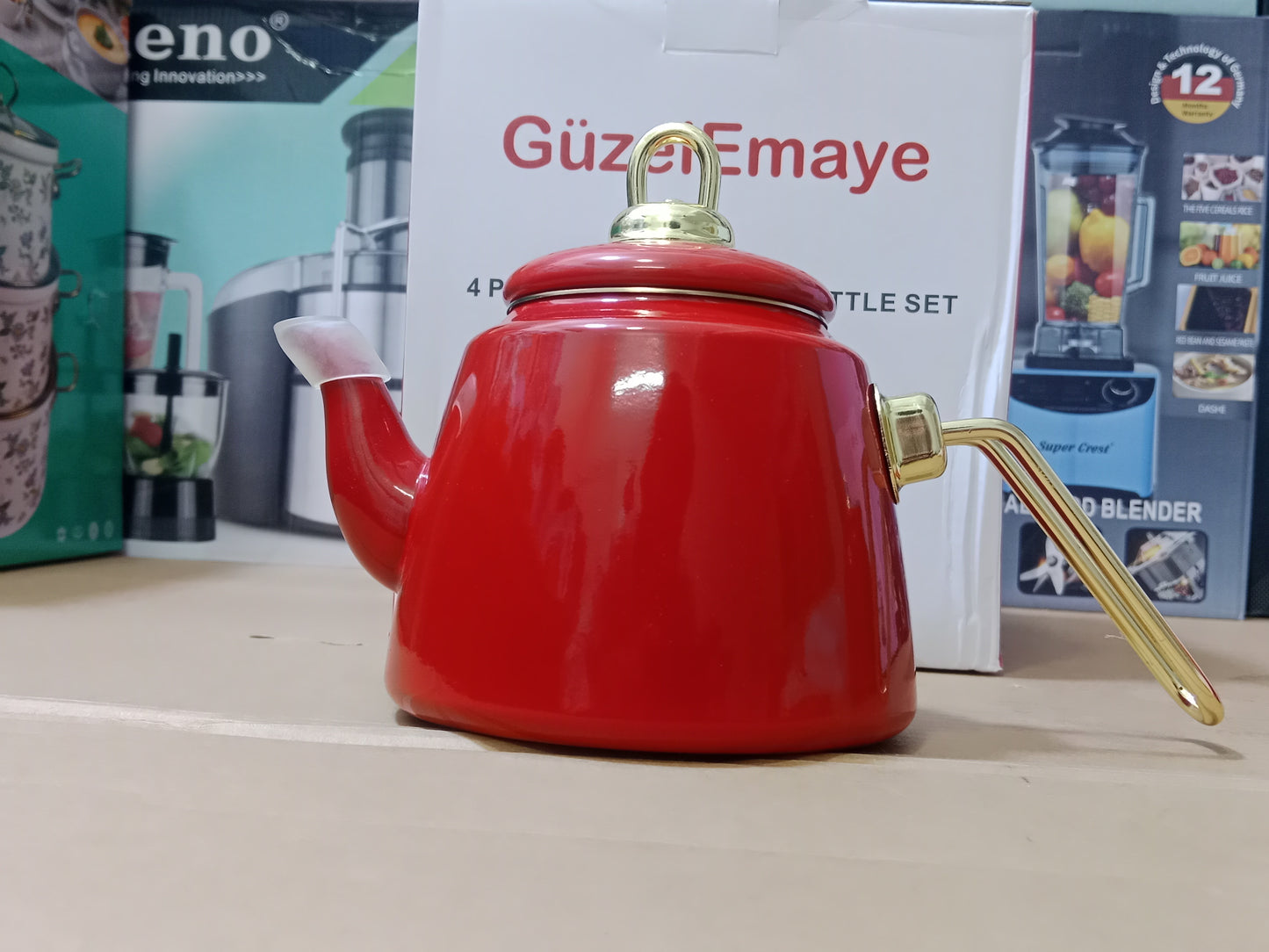 Turkish GuzelEmaye 2pcs Enamel Teapot kettle 1000ml and 2100ml