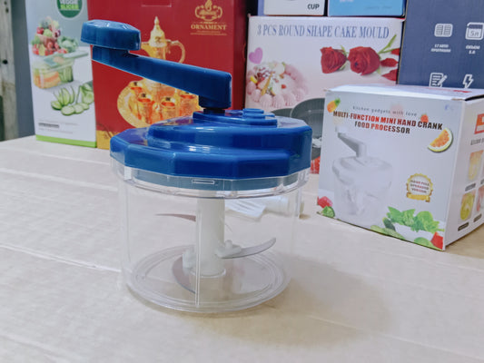 Multi functional mini hand crank food processor
