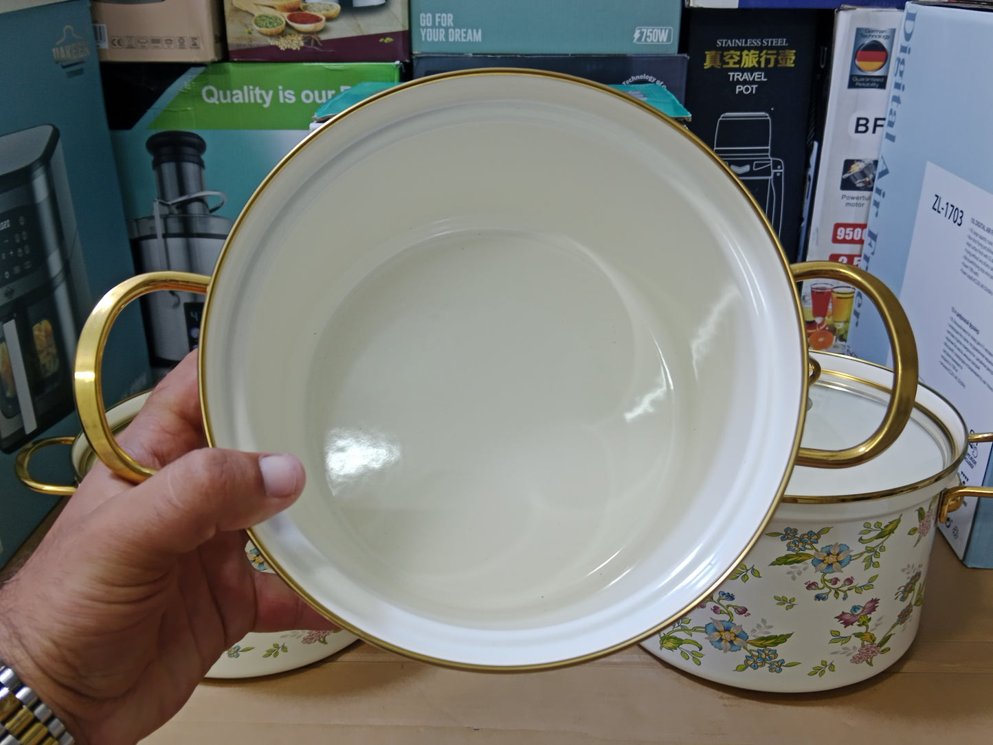 Enamel coating cookware set 3 sizes 20cm/22cm/24cm