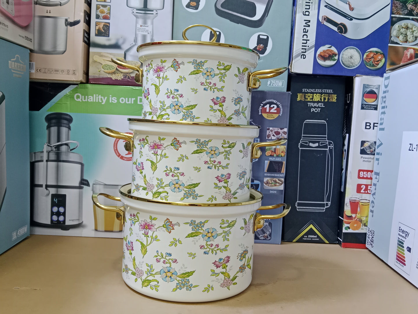 Enamel coating cookware set 3 sizes 20cm/22cm/24cm