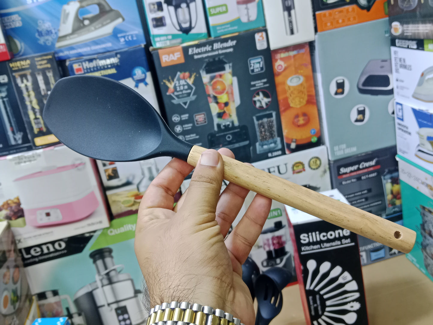 12 pcs Silicone kitchen Utensils Set wooden Handle