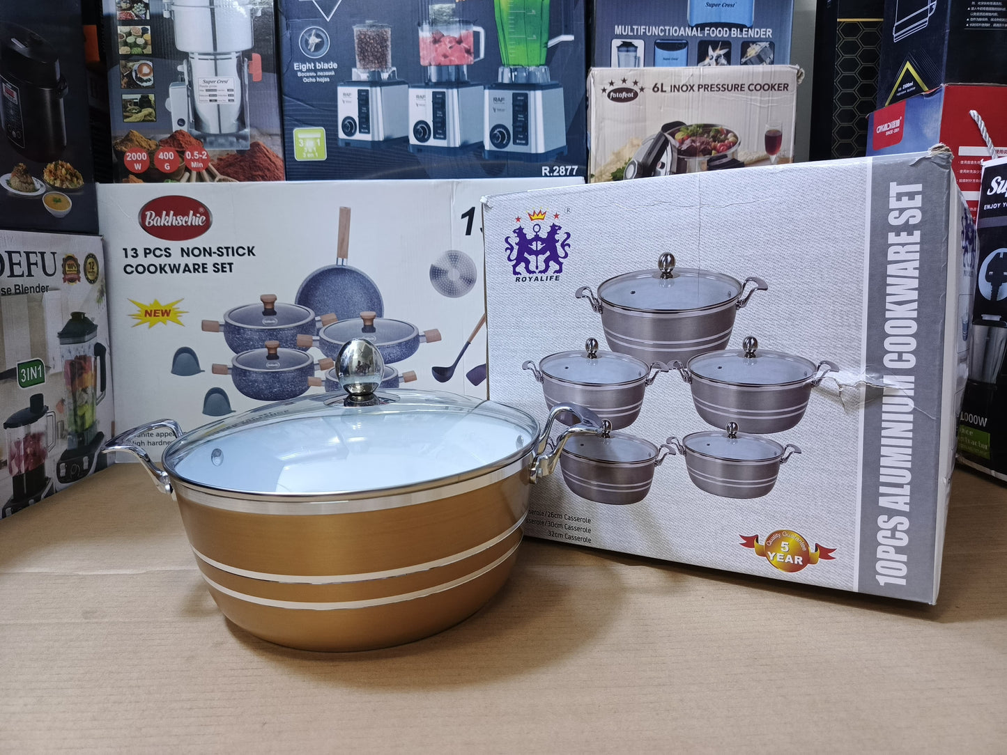 Royalife 10pcs aluminum cookware set
