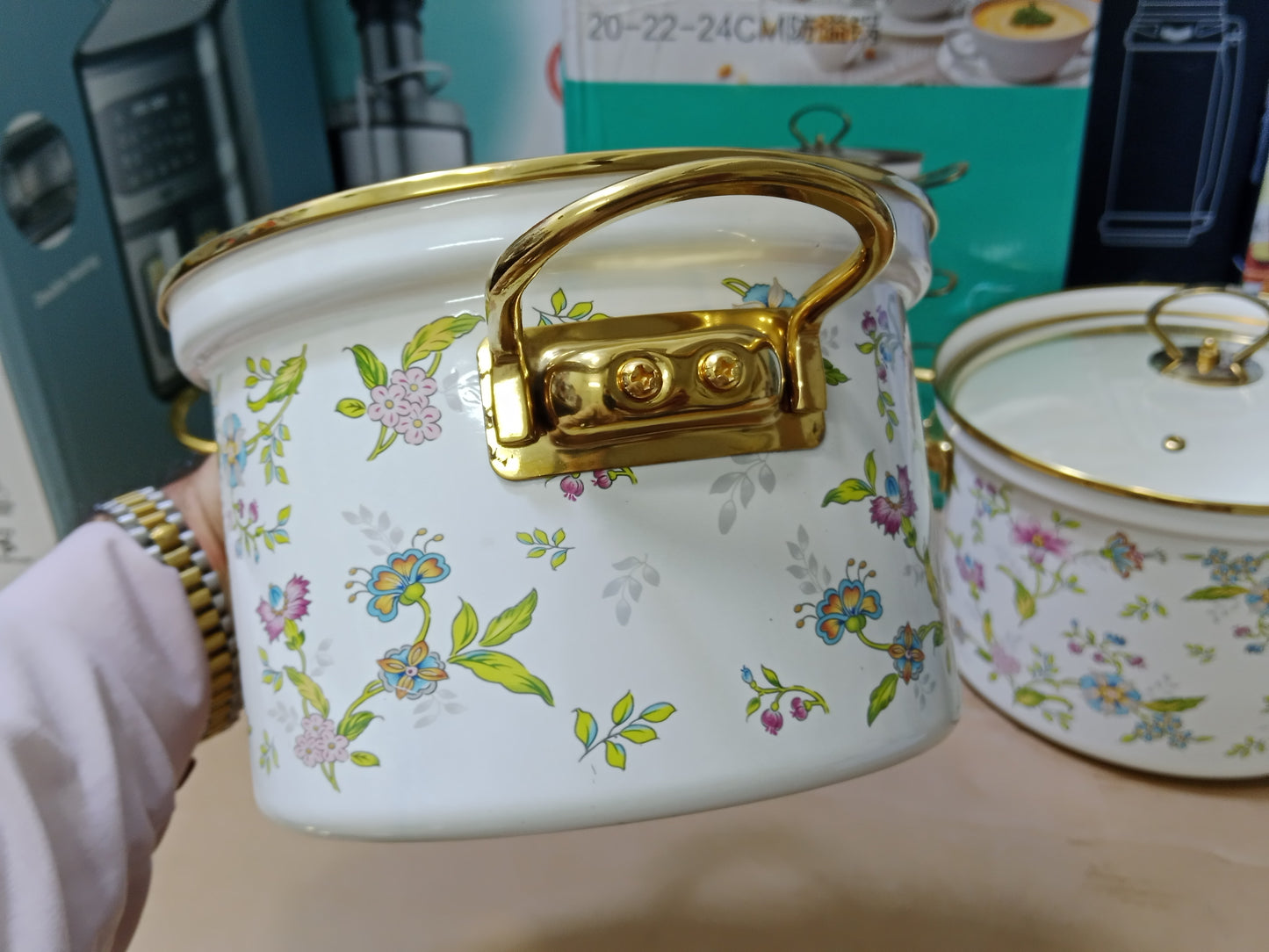 Enamel coating cookware set 3 sizes 20cm/22cm/24cm